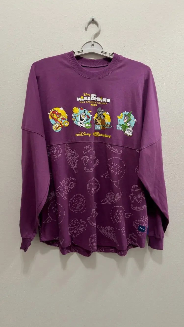 runDisney 2025 Wine & Dine Half Marathon Weekend Spirit Jersey Large Purple NWT